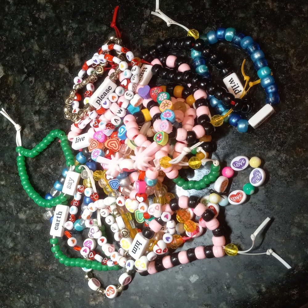 25 Kandi concert rave PLUR letter bracelets music Lot